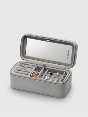 Pandora Light Gray Jewelry Organizer Case with Mirror